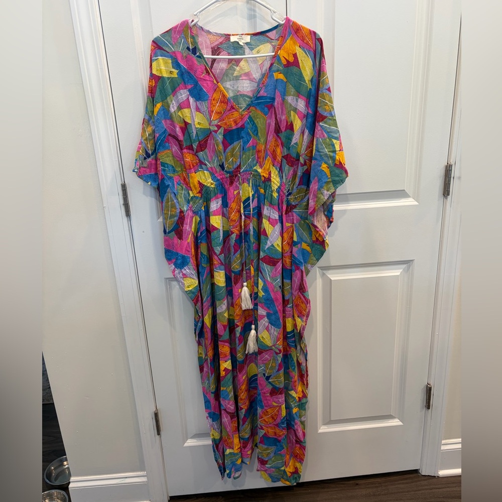 Entro Maxi V-Neck Flowy Dress - Vacation Summer Cruise Dress - Large - Picture 7 of 8